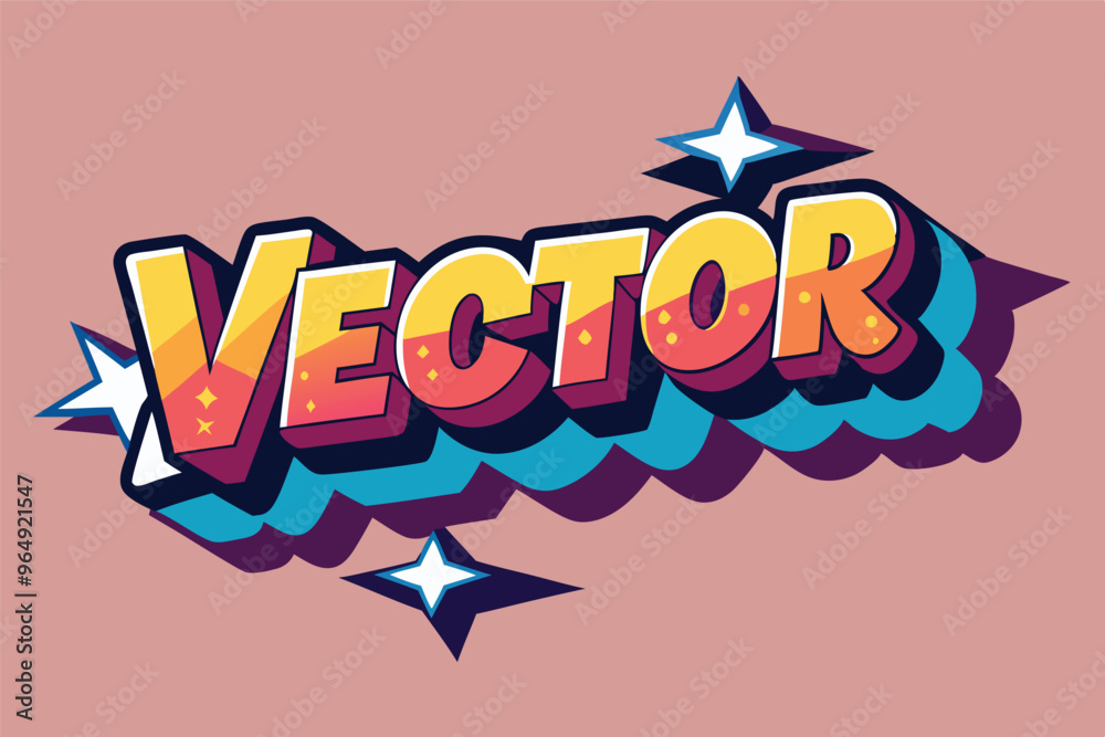 Poster Vibrant vector art showcasing bold lettering with dynamic colors and playful design elements against a pink background
