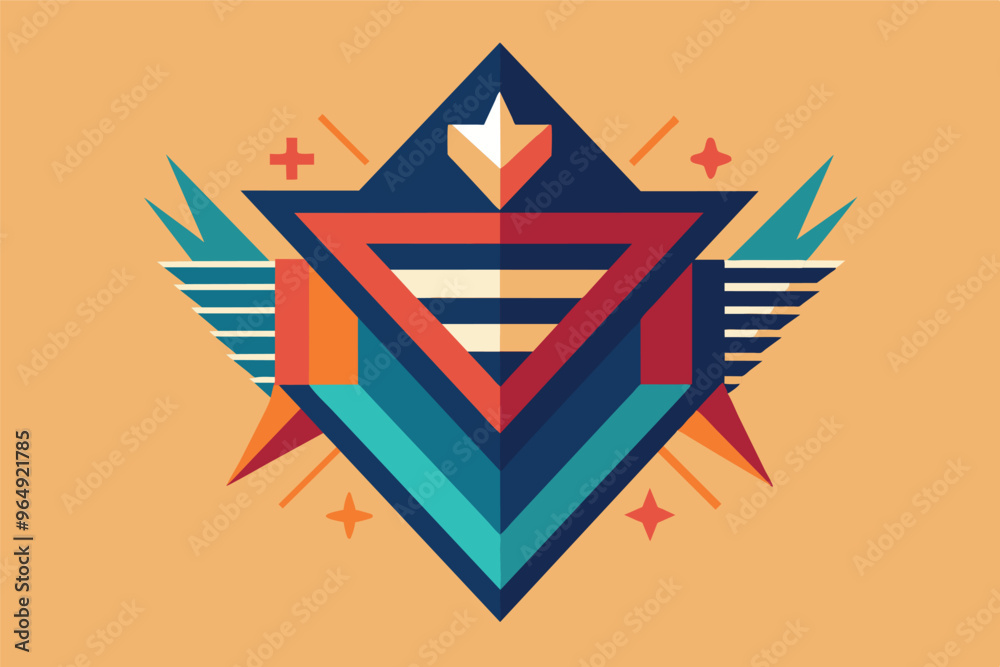 Aufkleber colorful geometric abstract design featuring a symmetrical star shape and vibrant color palette on a
