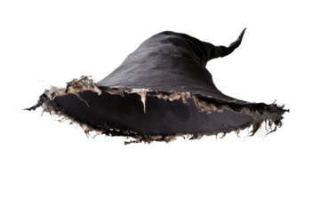 Tattered Witch Hat on Transparent Background for Halloween - Halloween-themed graphic design element for event promotion and merchandising