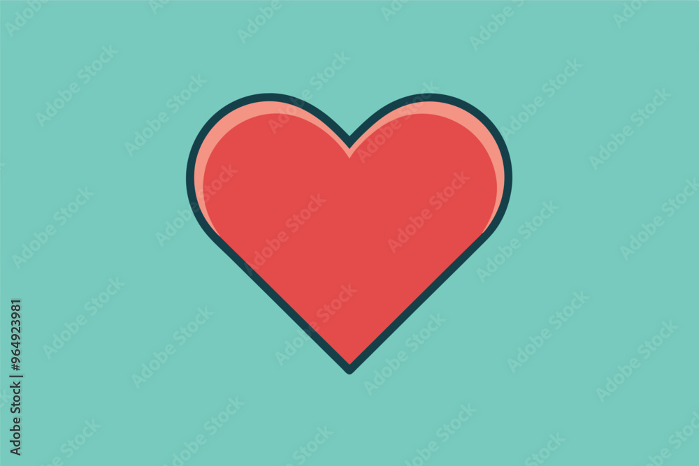 Aufkleber a simple red heart symbol against a light blue background, conveying love and affection in a minimal