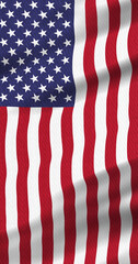 Hanging US flag with stars and stripes background © Karen Roach