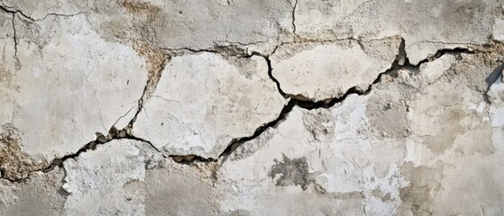 Fototapeta premium Cracked concrete wall with peeling plaster in an urban environment