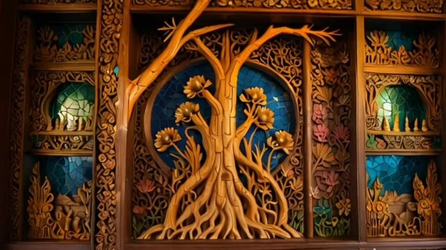 A old art painting of tree , video 