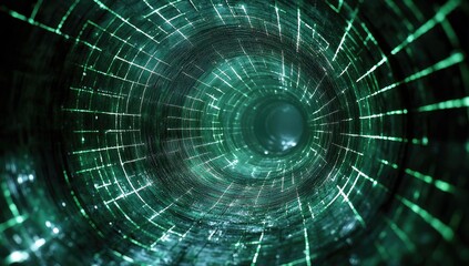 Abstract Tunnel of Green Lines