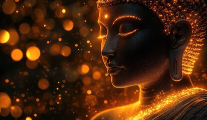 Enlightenment: A Golden Buddha with a Soft Glow