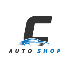 letter C logo auto mechanic with car style. Alphabet C automotive car design icon