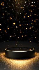 Luxurious showcase on a golden stage