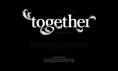 Together typography beauty fashion elegant minimalist serif italic fonts decorative wedding vintage retro logos. Minimal luxury font alphabet logo. Vector illustration