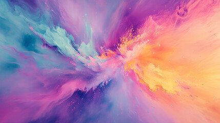 Obraz premium Vibrant Pastel Explosion In Blue Purple And Orange Abstract Art