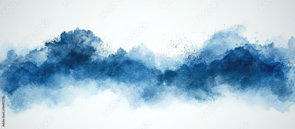 Poster Abstract Watercolor Painting with Blue Hues