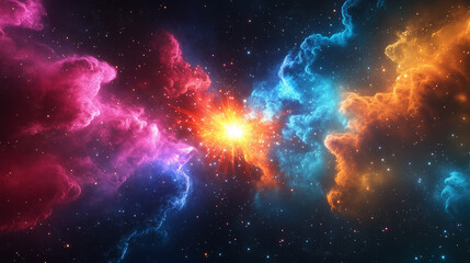 Brilliant Galactic Cloudscape with Luminous Colors and Cosmic Light Burst