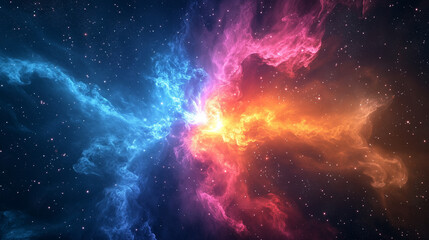 Fototapeta premium Dynamic Stellar Explosion with Colorful Cosmic Nebula Clouds