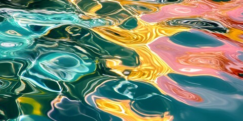 Abstract swirl of color reflections on the water surface.