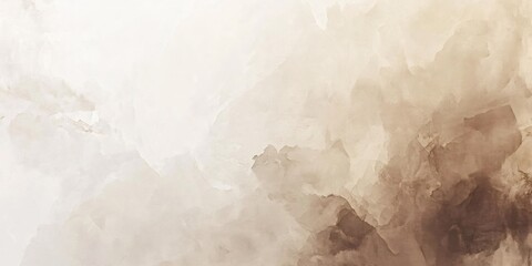 Abstract watercolor background with white and brown tones.