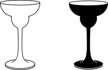 outline silhouette margarita glass icon set