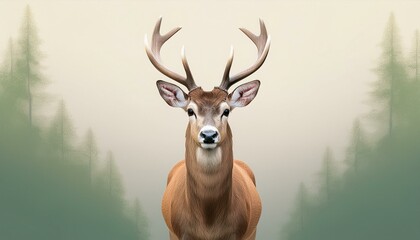 A slender, elegant deer standing tall with delicate antlers, looking forward. The background 