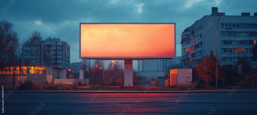 Canvas Prints billboard at sunset in a city