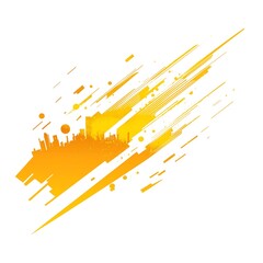 diagonally stylized sunrays small town illustrations White background
