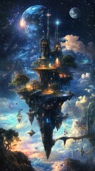 Obraz premium A breathtaking fantasy world merges with space exploration