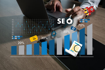 Using a laptop to create SEO (search engine optimization) material Technology for Business...