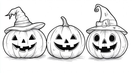 Spooky Fun Halloween Coloring Page for Kids with Cute Outlines on White Background - Perfect for Coloring Book Projects