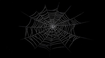 Intricate Spider Web Geometry on Black Background