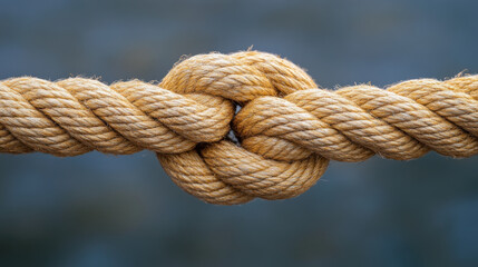 Fototapeta premium A high quality close up shot of intertwined ropes showcasing their texture and detail. image captures strength and intricacy of knot..