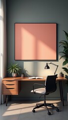 A stylish home office setup featuring a modern desk, comfortable chair, and natural light. Ideal for interior design or workspace inspiration.