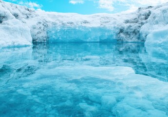Serene icy landscape with tranquil reflection