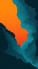 abstract digital art with vibrant orange and teal shapes