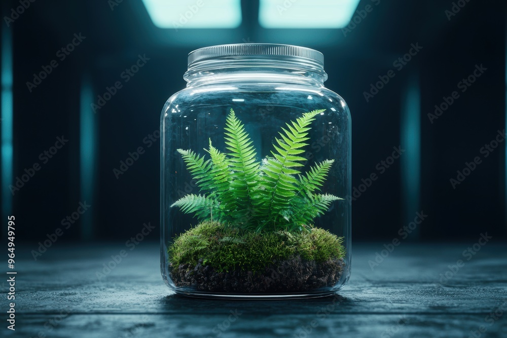 Wall mural Fern terrarium in glass jar