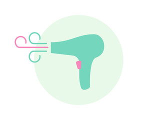 Hair dryer Line Icon fashion hairdryer of hairdresser to blow-dry and electric hair-dryer blower. Barber styling appliance. Vector cartoon illustration
