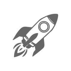 Rocket launched logo vector, spaceship icon in flat design, rocket vector.