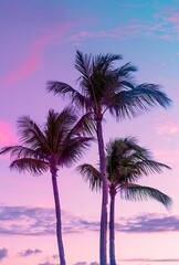 Palm trees retro abstract background - Generative AI