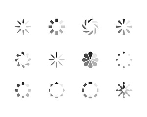Collection Loading bar status icon. Vector illustration. Set of vector loaded icons. Download progress. Donload or Upload.