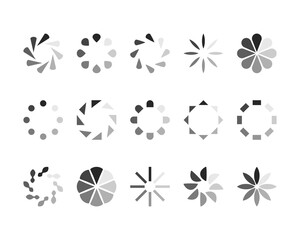 Collection Loading bar status icon. Vector illustration. Set of vector loaded icons. Download progress. Donload or Upload.