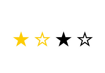 Set of Review Quality Rating Stars Icon. Vector Image.