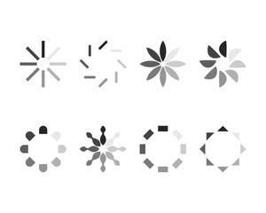 Collection Loading bar status icon. Vector illustration. Set of vector loaded icons. Download progress. Donload or Upload.