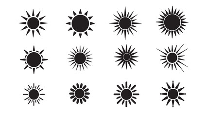 Sun icon set vector, sunshine logo, sun symbol logo, sunset sunrise logo.