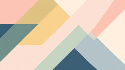Obraz premium Abstract Geometric Pattern in Pastel Colors on a Flat Vector Background Featuring Pink, Blue, Yellow, Green, White, and Beige Shades, with Minimalist Style and Copy Space
