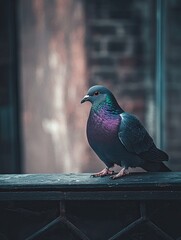 pigeon isolated on metal background