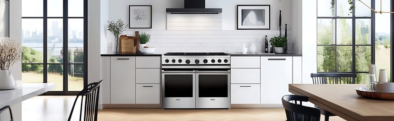 Fototapeta premium New technology kitchen equipment and interior design of a modern kitchen.