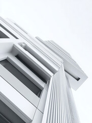 Obraz premium building architecture facade modern design exterior skyscraper urban lines white minimalist perspective texture windows vertical pattern concrete cityscape 