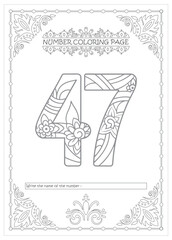 Cute Printable Number Coloring Pages for Preschoolers Vector Art