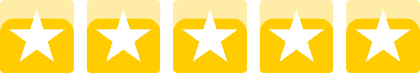 Golden Yellow Star in Soft Square Icon Quality Review Symbol with 3D Style Shiny Effect. Vector Image.