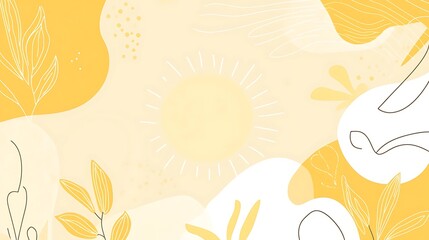 Summer theme organic shaped design abstract background with natural line arts for social media post, cover, print and wallpaper.