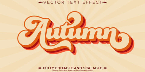 Naklejka premium Autumn text effect, editable season and leaf text style