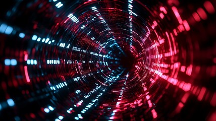 Obraz premium A vibrant tunnel of lights, blending red and blue hues, creating a captivating sense of motion and depth.