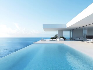 Modern luxury summer villa with infinity pool, 3d rendered illustration.