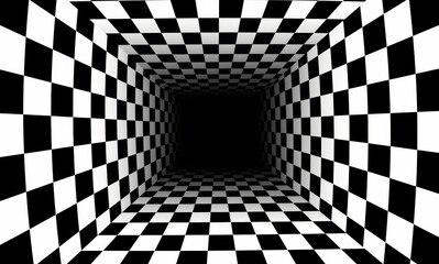 Black and White Checkered Pattern space room Vector Illustration 